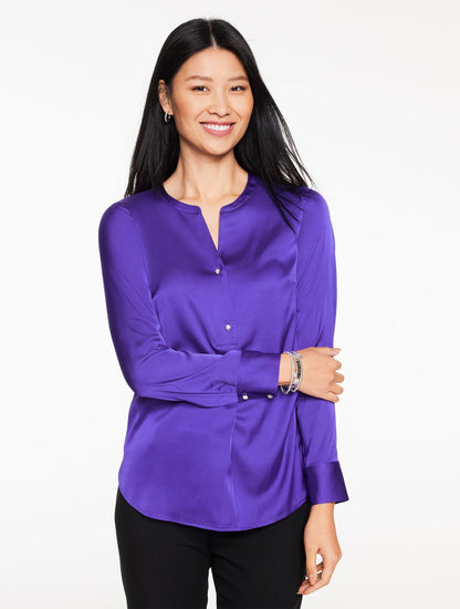 SOFT SATIN CHARMEUSE TOP | Talbots