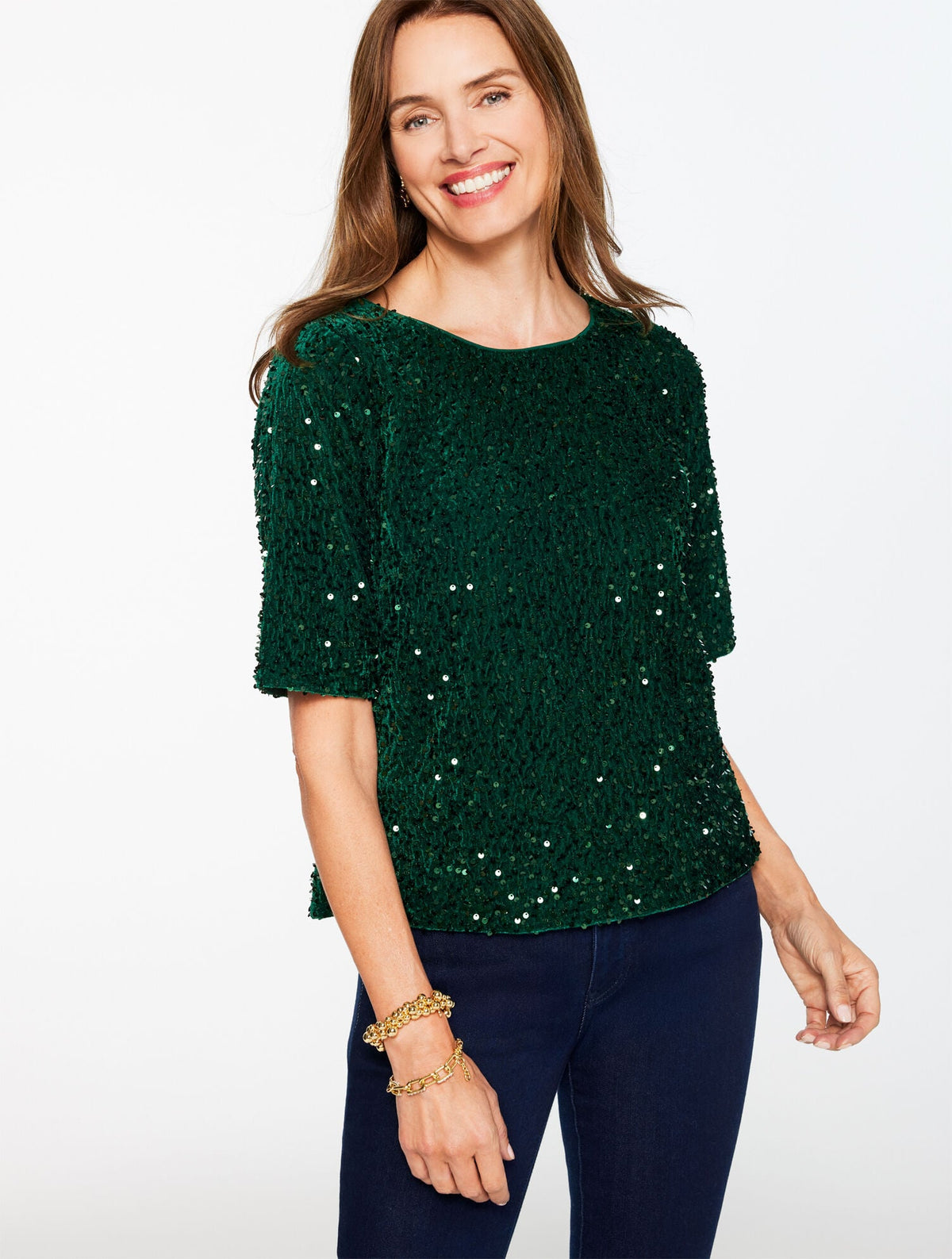 SEQUIN VELVET TOP | Talbots