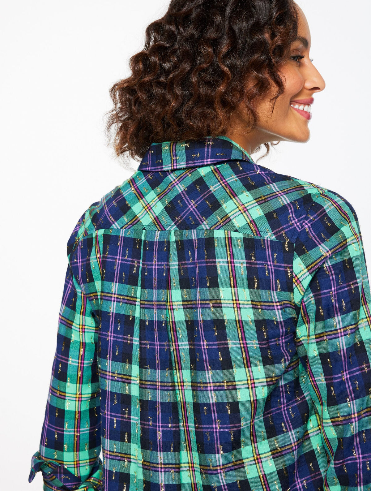 METALLIC MODERN CLASSIC SHIRT - CHEERFUL PLAID | Talbots