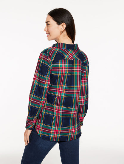 TIE FRONT POPLIN SHIRT - JOLLY TARTAN | Talbots