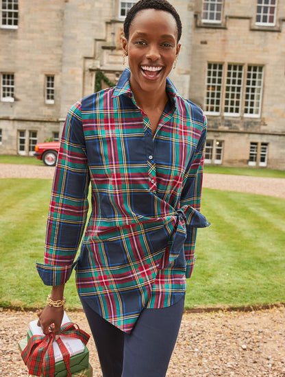TIE FRONT POPLIN SHIRT - JOLLY TARTAN | Talbots