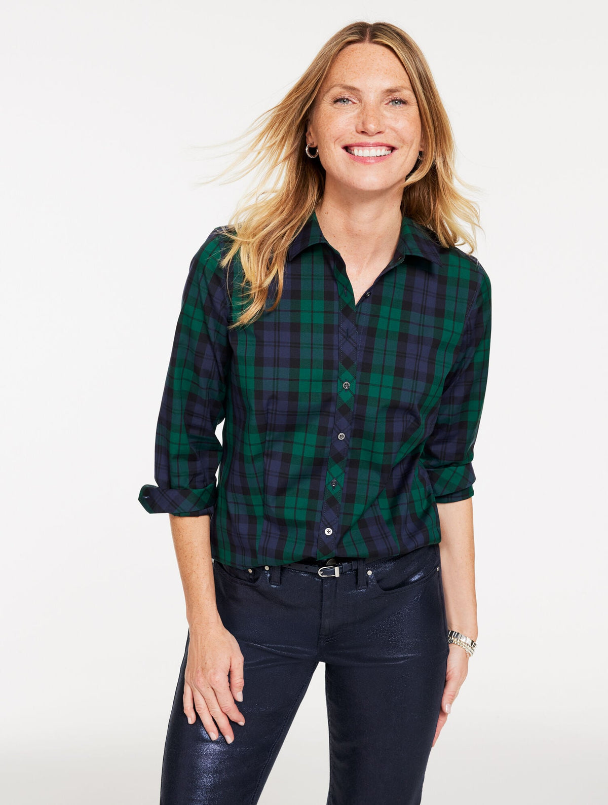 NON-IRON PERFECT SHIRT - MISTLETOE PLAID | Talbots