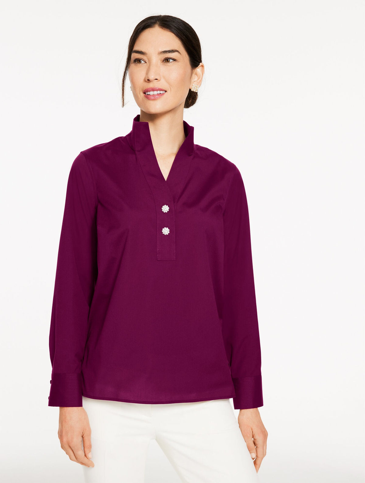 RHINESTONE NON-IRON POPOVER | Talbots
