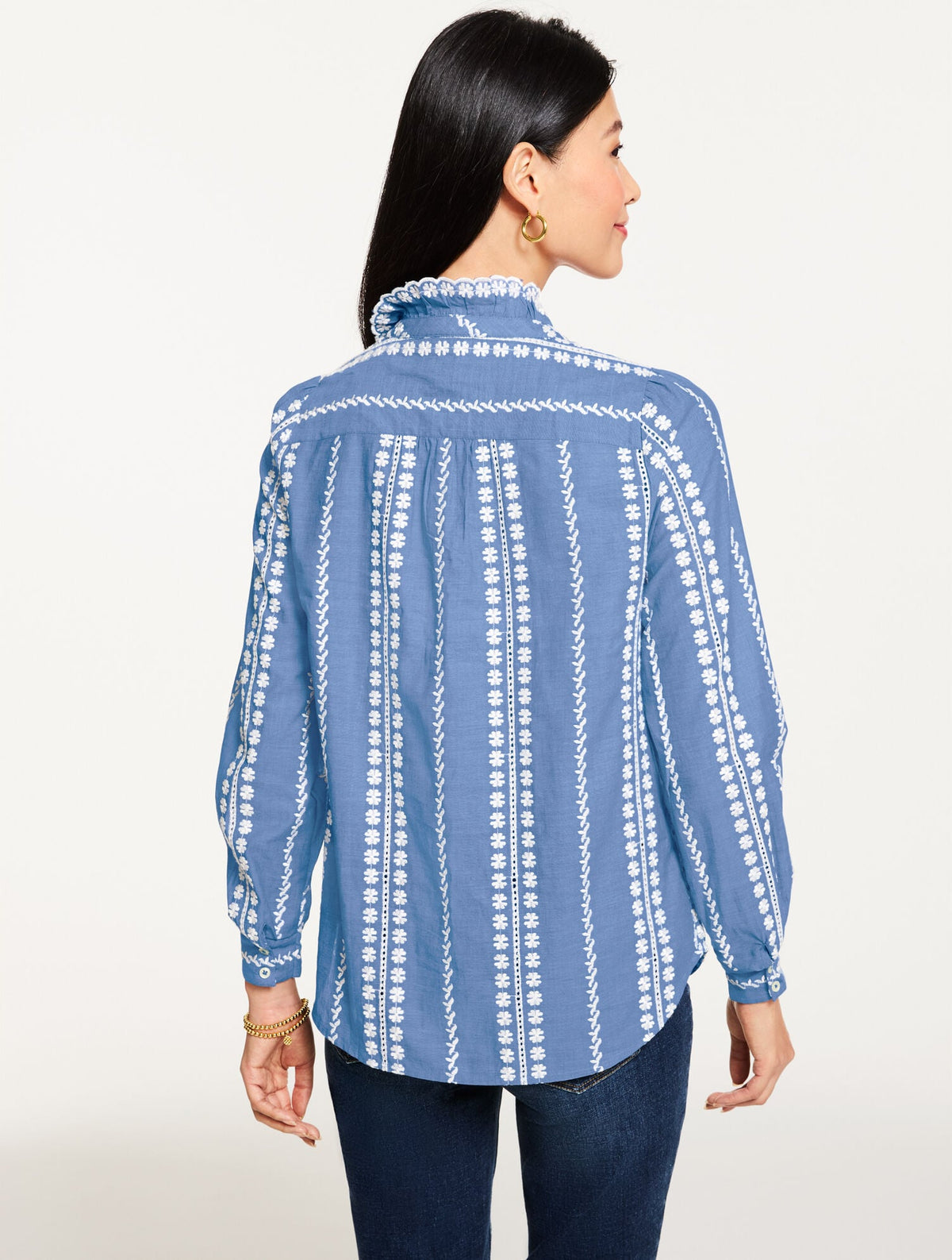 EMBROIDERED RUFFLE TOP | Talbots