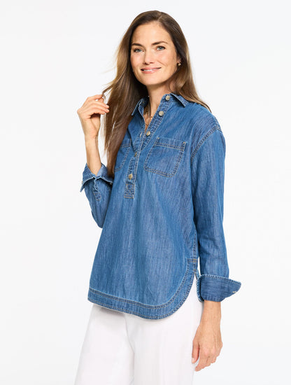 DENIM BOYFRIEND POPOVER- EDEN BLUE WASH | Talbots