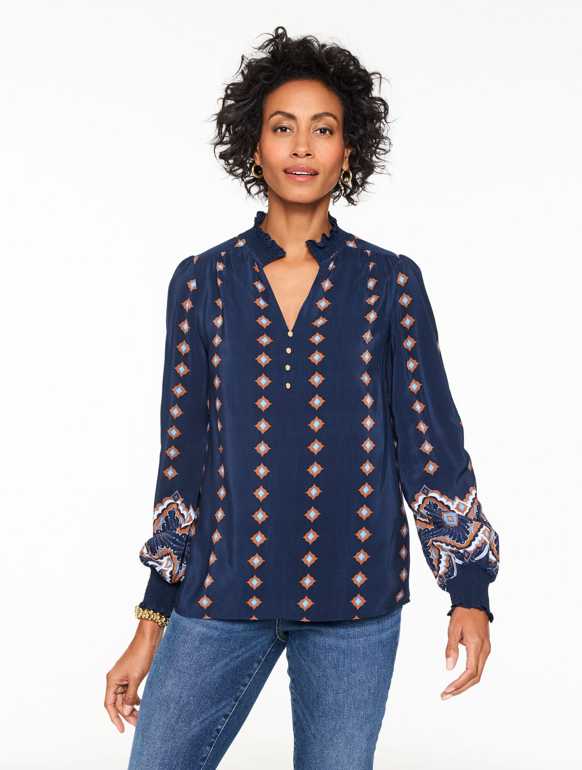 RUFFLE TOP - SCALLOP MEDALLION | Talbots