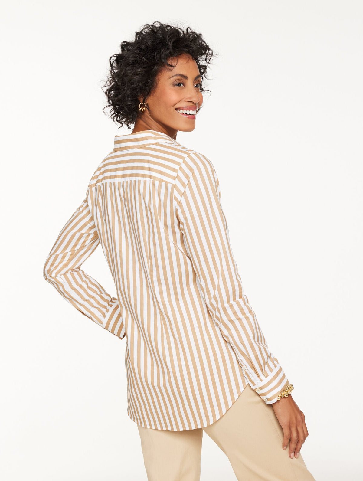 TIE FRONT POPLIN SHIRT - TRANQUIL STRIPE | Talbots