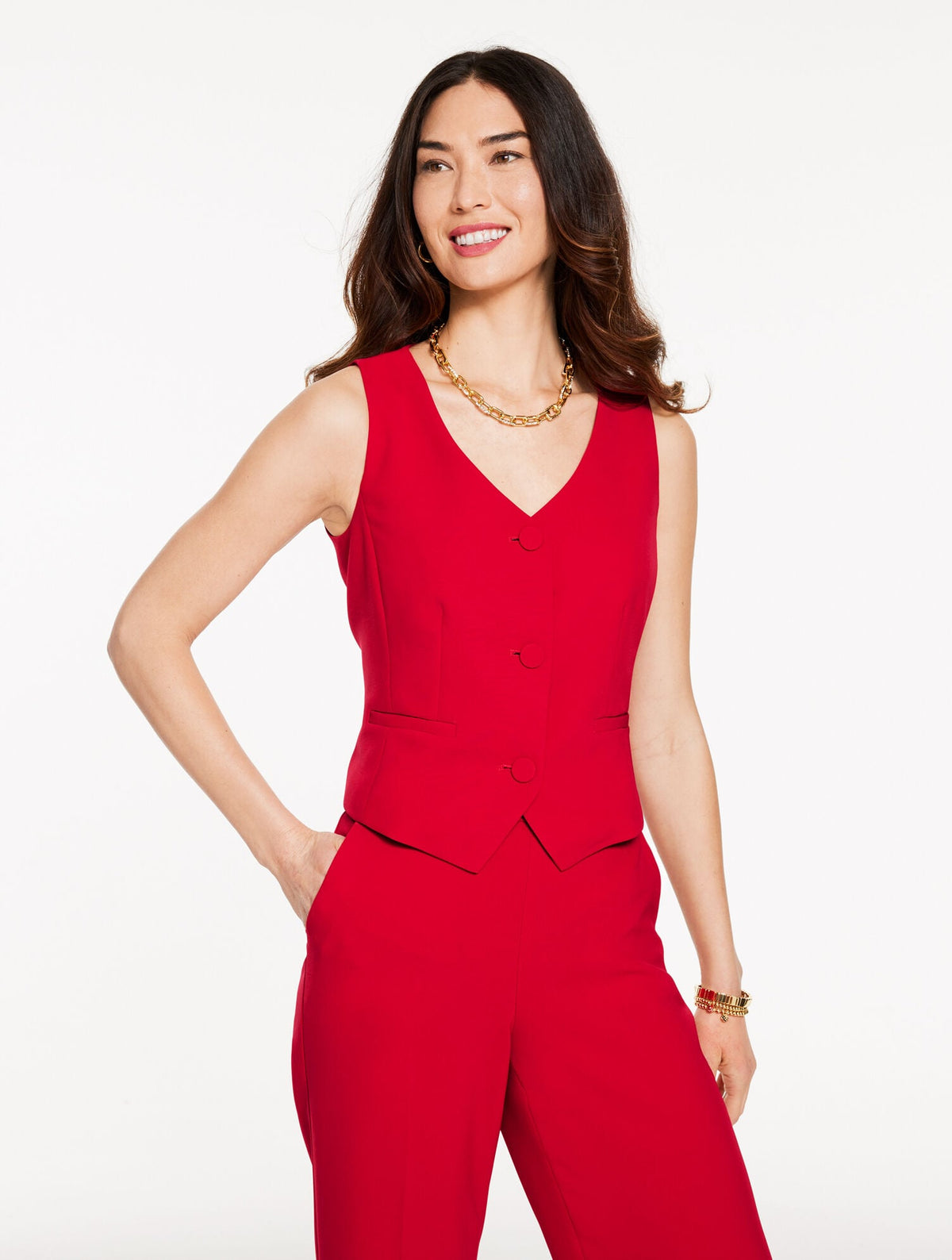 POLISHED CREPE VEST | Talbots