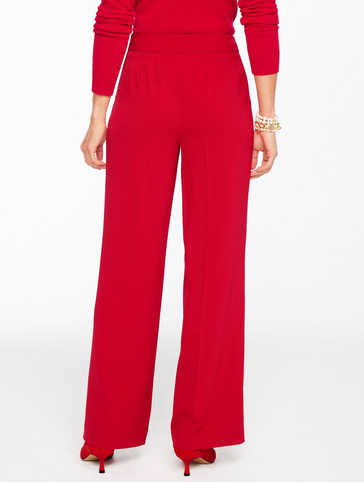 WIDE LEG POLISHED CREPE PANTS | Talbots