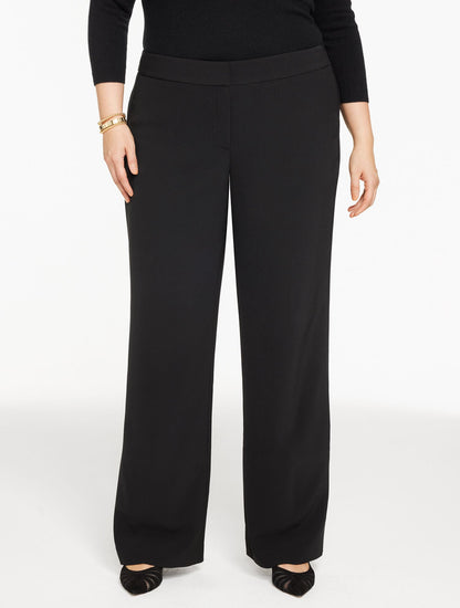 PLUS EXCLUSIVE WIDE LEG POLISHED CREPE PANTS | Talbots