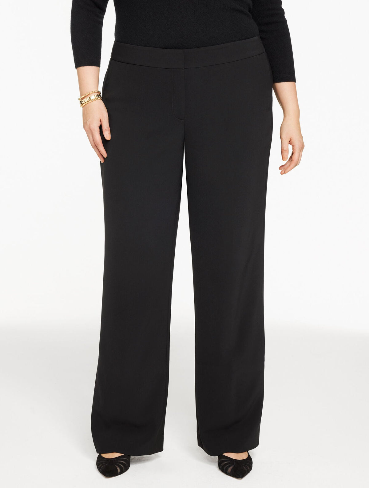 PLUS EXCLUSIVE WIDE LEG POLISHED CREPE PANTS | Talbots