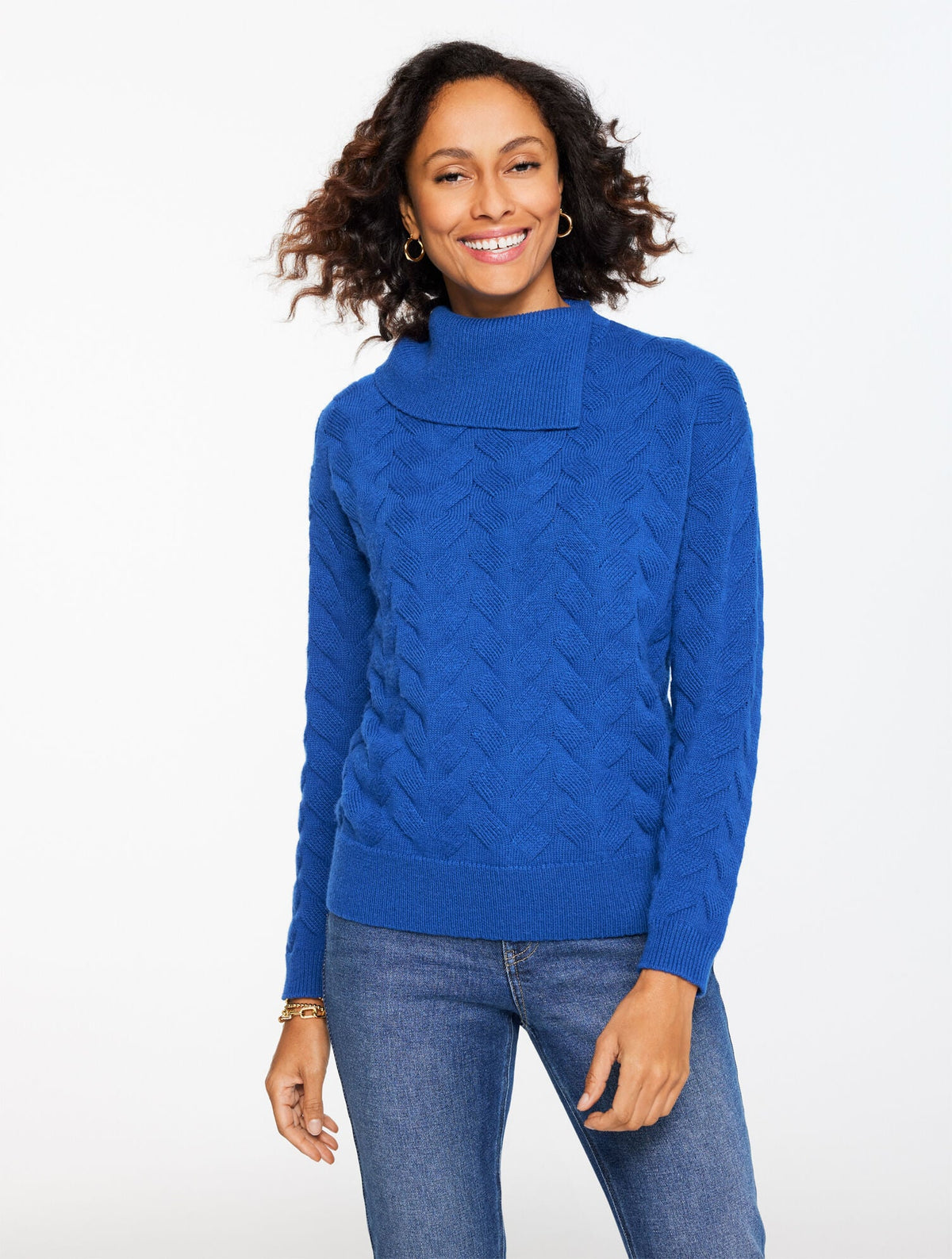 BASKETWEAVE SPLIT NECK SWEATER | Talbots