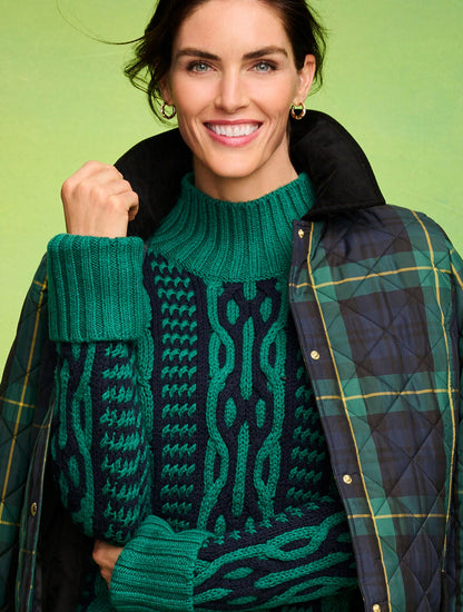 BICOLOR CABLE MOCKNECK SWEATER | Talbots