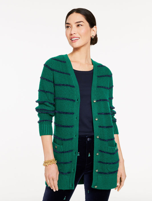 V-NECK CARDIGAN - JOLLY STRIPE | Talbots