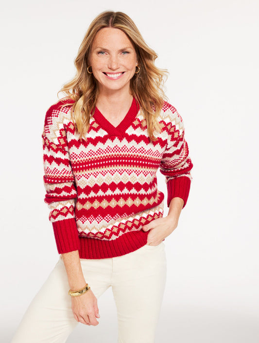 V-NECK SWEATER - TWILIGHT FAIR ISLE | Talbots