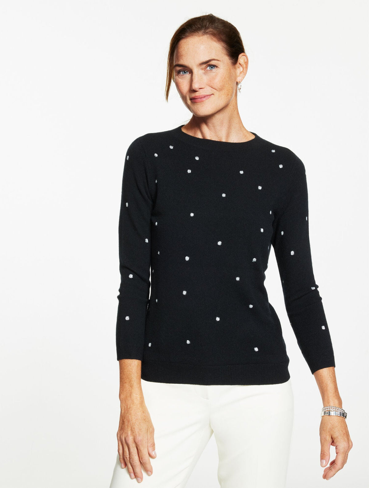 AUDREY CASHMERE SWEATER - METALLIC DOT | Talbots