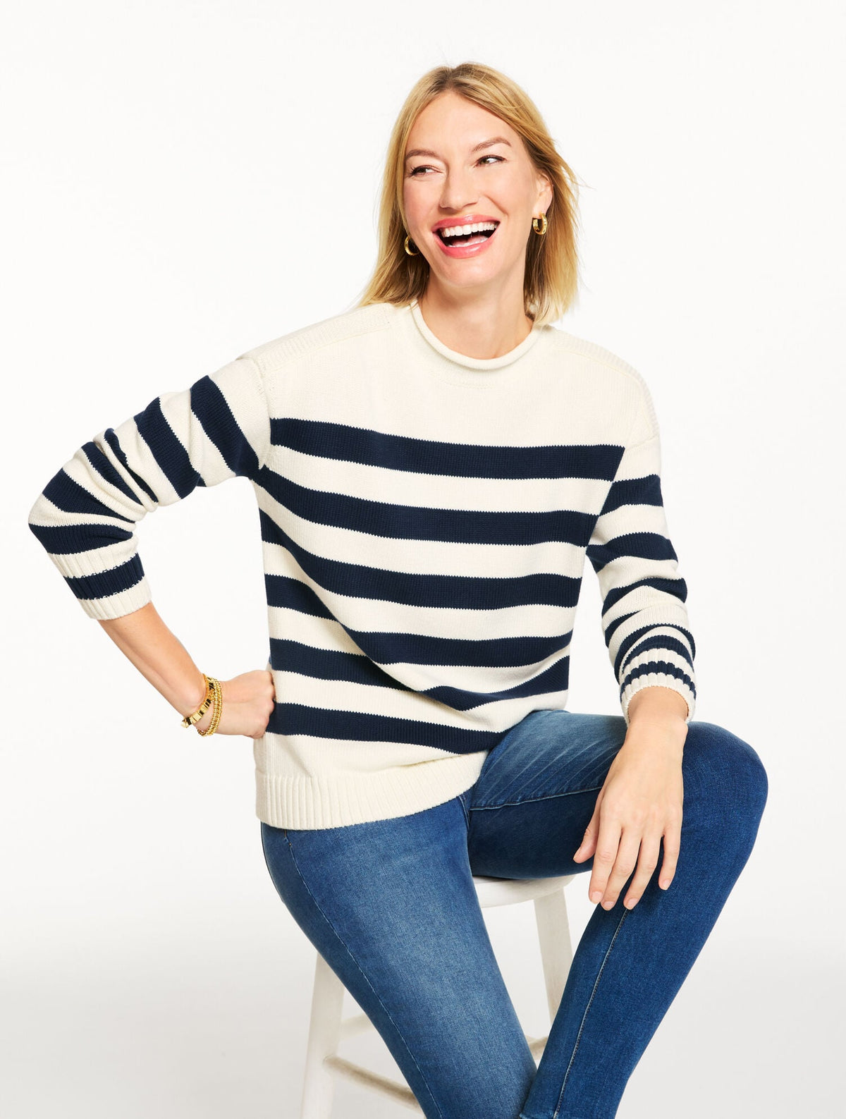 THE CLASSIC ROLL NECK SWEATER - STRIPED | Talbots
