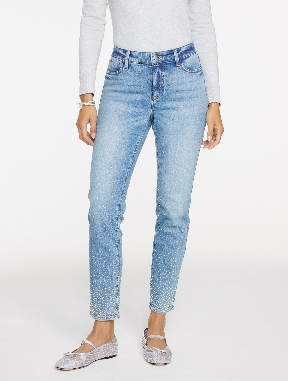 SLIM ANKLE RHINESTONE JEANS - AVALON WASH | Talbots