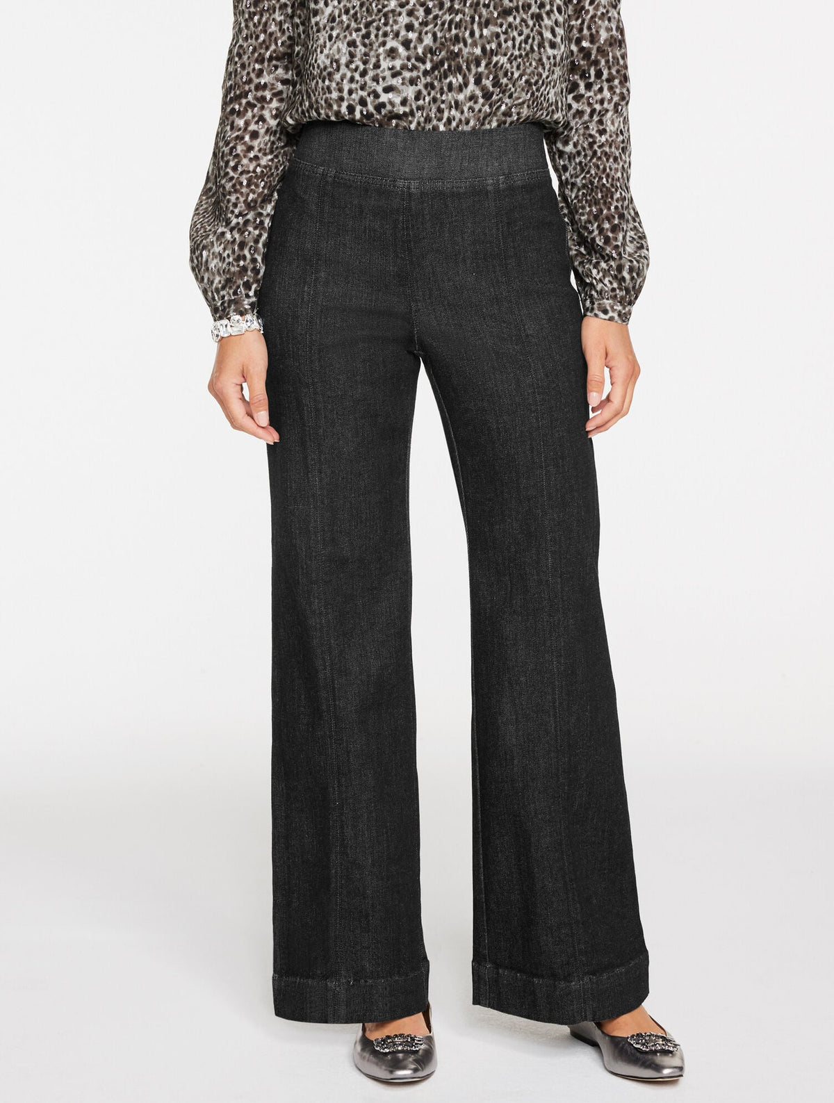 FLARE LEG PULL-ON TRAVEL JEANS - CRESCENT WASH | Talbots