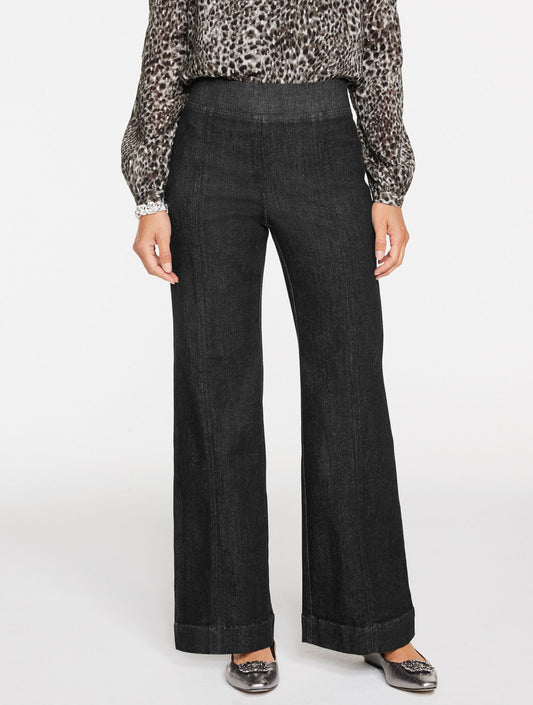 FLARE LEG PULL-ON TRAVEL JEANS - CRESCENT WASH | Talbots
