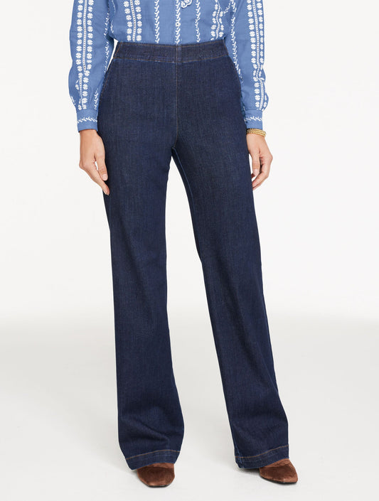 TROUSER PULL-ON TRAVEL JEANS - DEAUVILLE WASH | Talbots