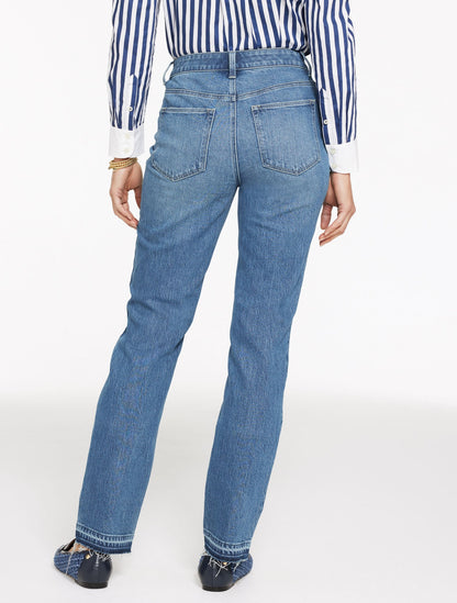 STRAIGHT LEG DROP HEM JEANS - MESEROLE WASH | Talbots