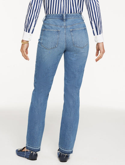 STRAIGHT LEG DROP HEM JEANS - MESEROLE WASH - CURVY FIT | Talbots
