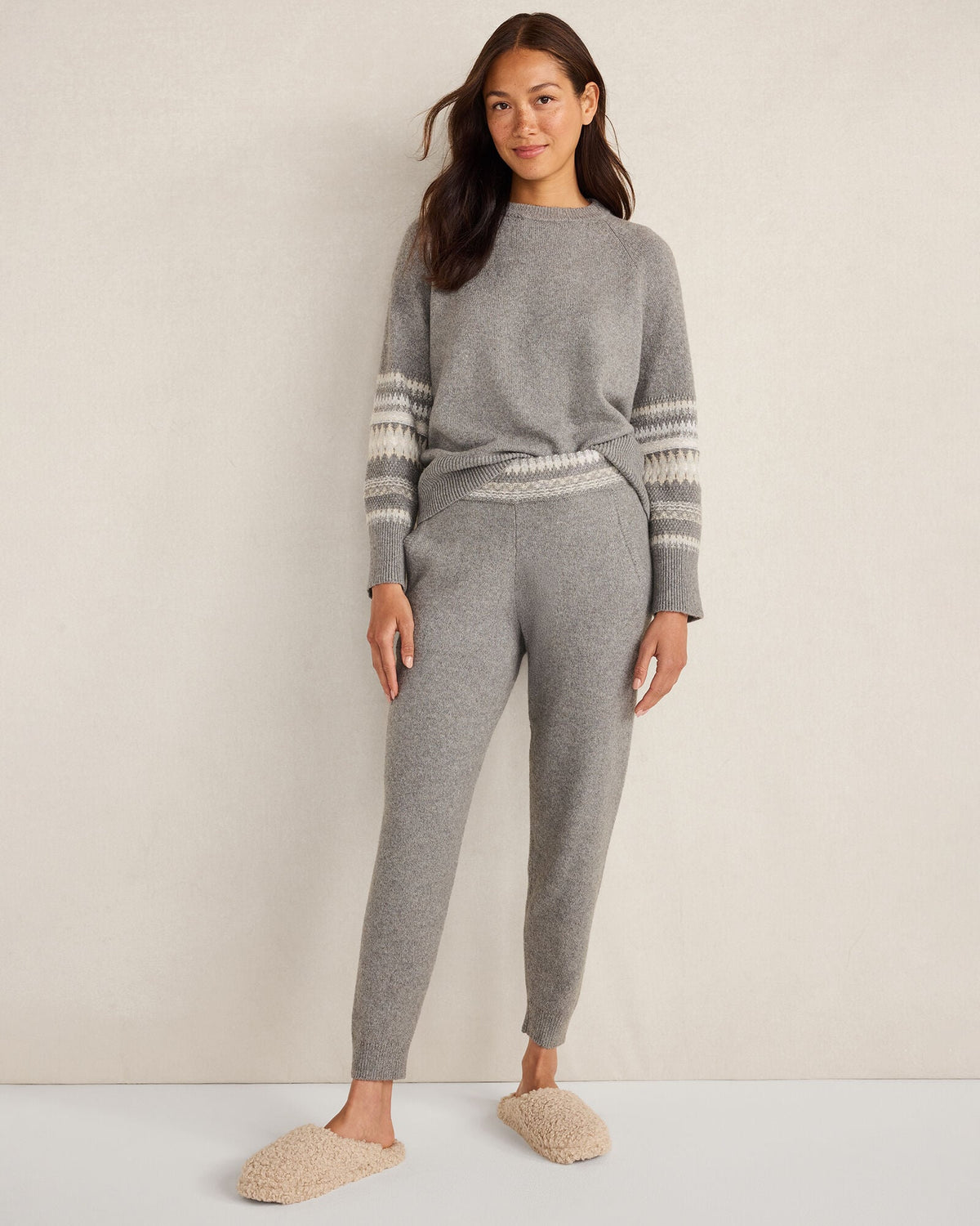 ORGANIC COTTON BLEND NOSTALGIC FAIR ISLE JOGGERS | Talbots