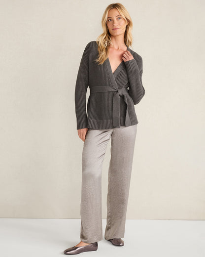 COTTON BLEND LUREX BELTED CARDIGAN | Talbots