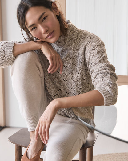LUREX BLEND POINTELLE CREWNECK SWEATER | Talbots