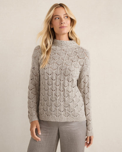 LUREX BLEND POINTELLE CREWNECK SWEATER | Talbots