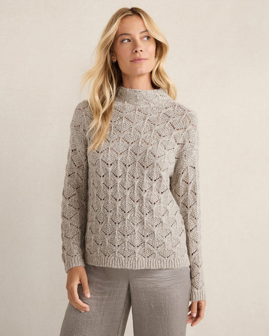 LUREX BLEND POINTELLE CREWNECK SWEATER | Talbots