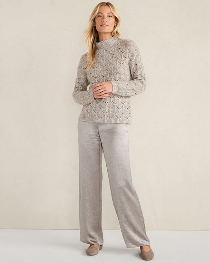 LUREX BLEND POINTELLE CREWNECK SWEATER | Talbots