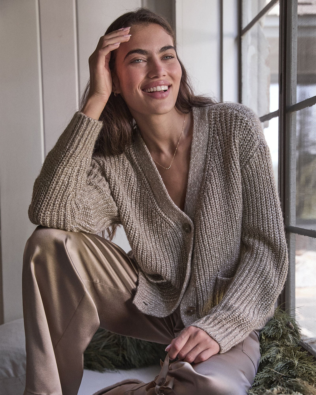 LUREX BLEND SHAKER STITCH CARDIGAN | Talbots