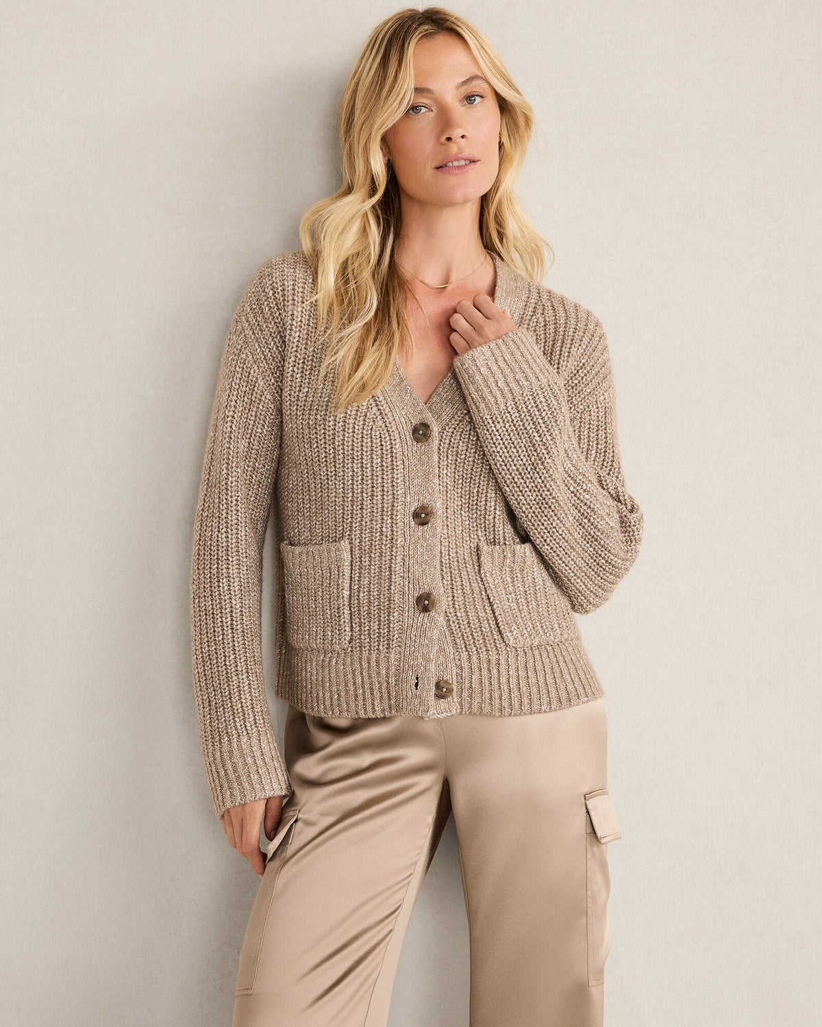 LUREX BLEND SHAKER STITCH CARDIGAN | Talbots