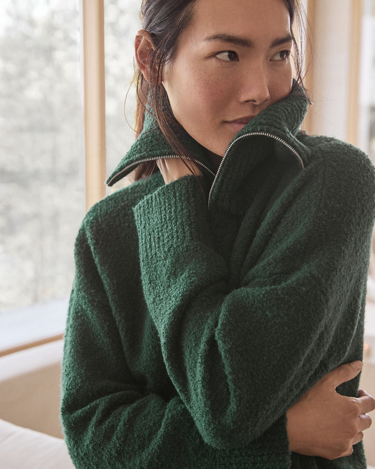 BOUCLE HALF-ZIP PULLOVER | Talbots