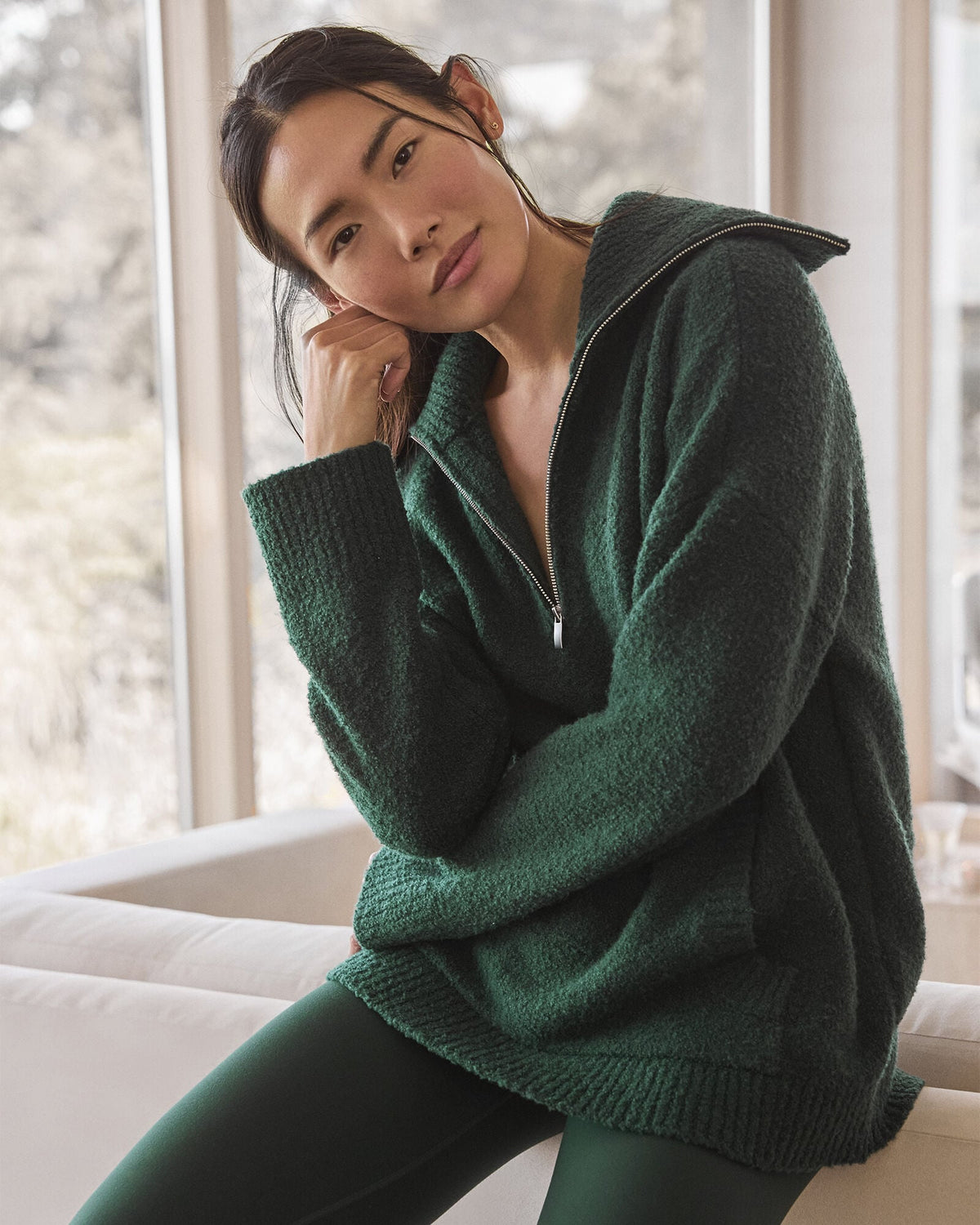 BOUCLE HALF-ZIP PULLOVER | Talbots