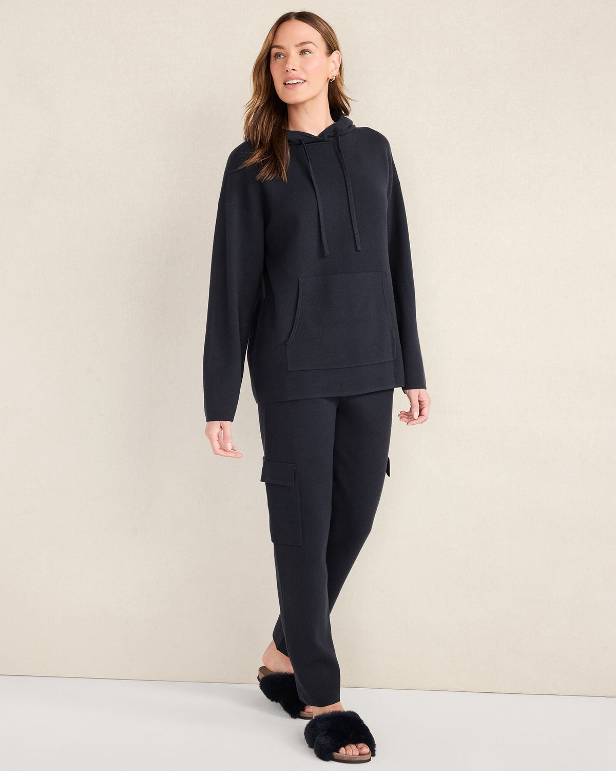 VISCOSE BLEND LONG SLEEVE HOODIE | Talbots