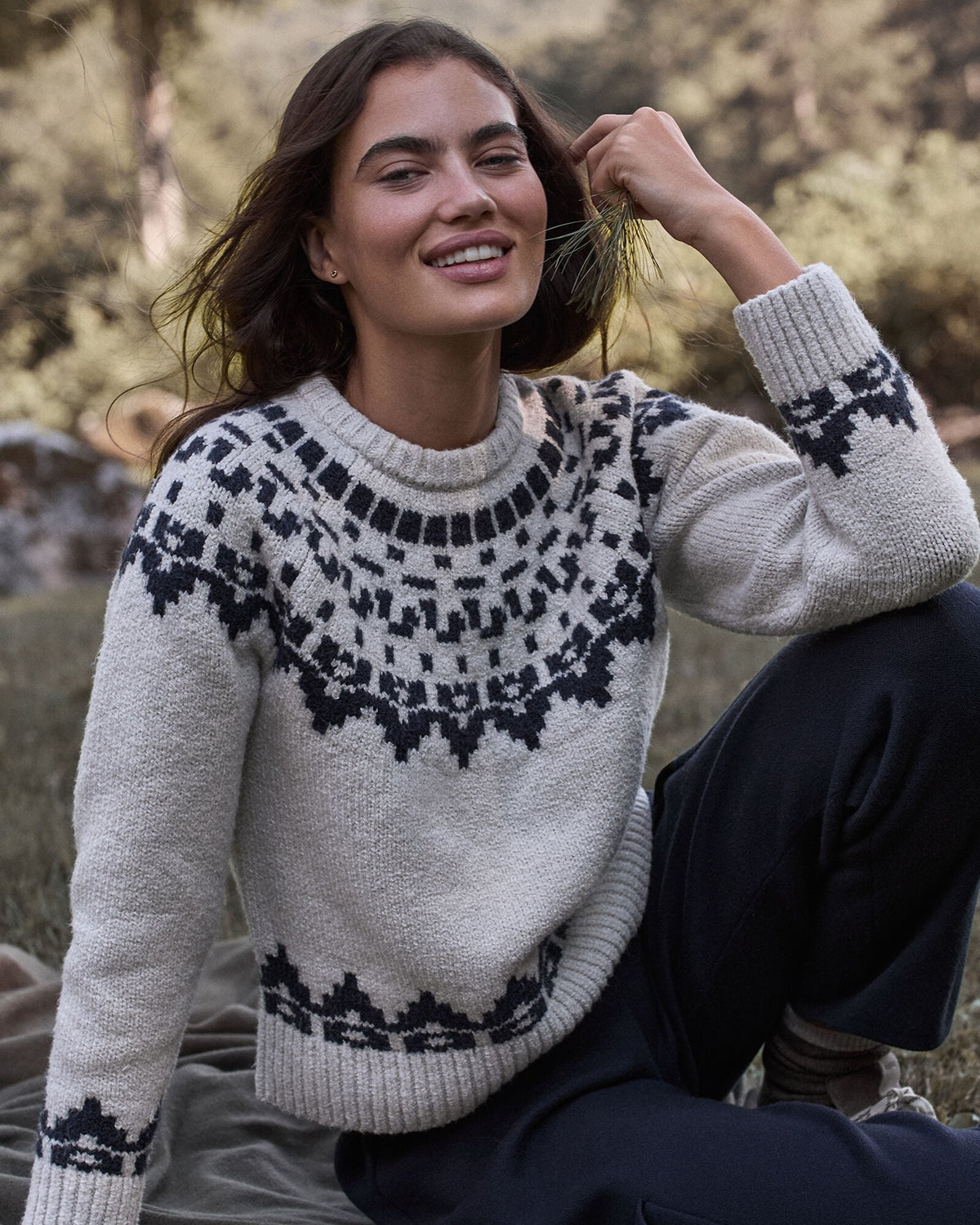 ORGANIC COTTON BLEND JUNEAU FAIR ISLE CREWNECK SWEATER | Talbots
