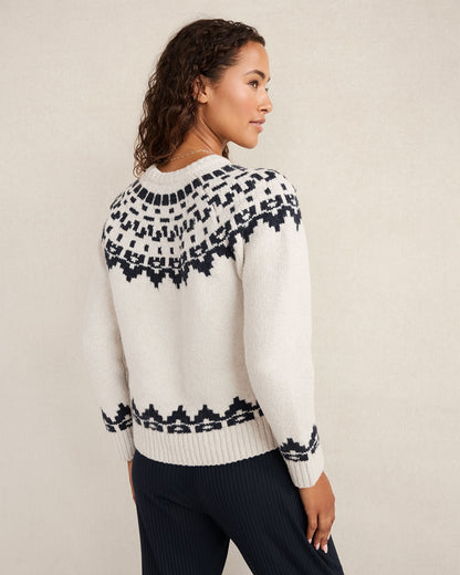 ORGANIC COTTON BLEND JUNEAU FAIR ISLE CREWNECK SWEATER | Talbots