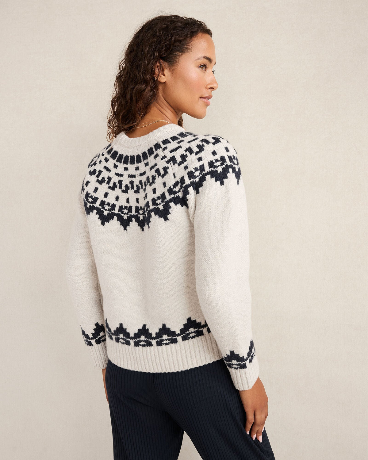 ORGANIC COTTON BLEND JUNEAU FAIR ISLE CREWNECK SWEATER | Talbots