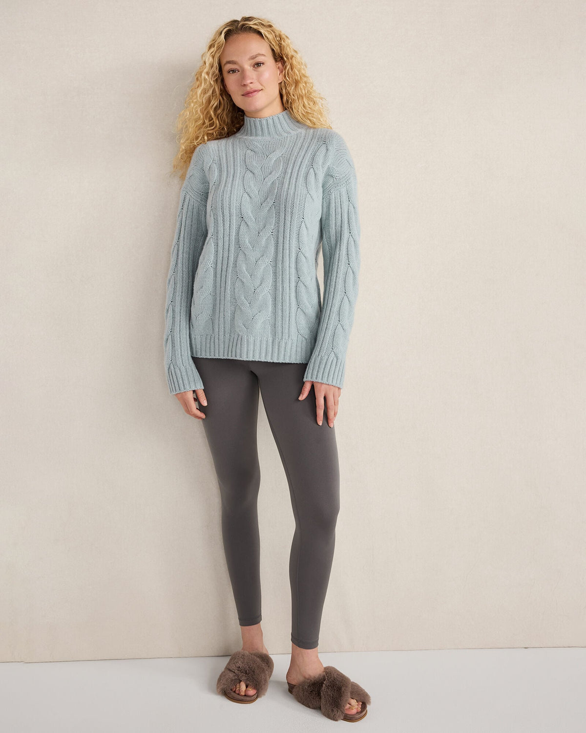 CASHMERE CABLE MOCKNECK SWEATER | Talbots
