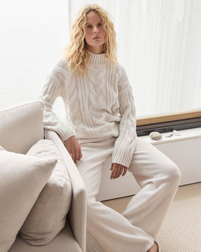 CASHMERE CABLE MOCKNECK SWEATER | Talbots