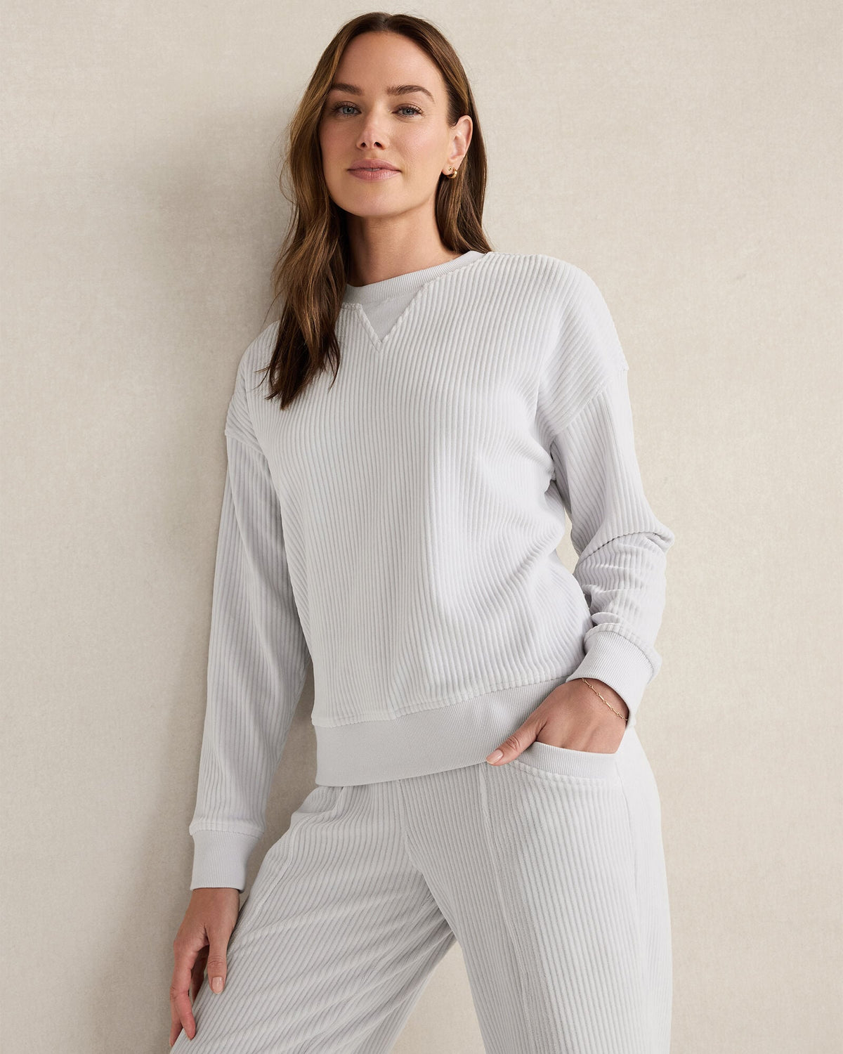 CORDED VELOUR CREWNECK PULLOVER | Talbots