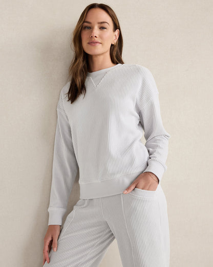CORDED VELOUR CREWNECK PULLOVER | Talbots