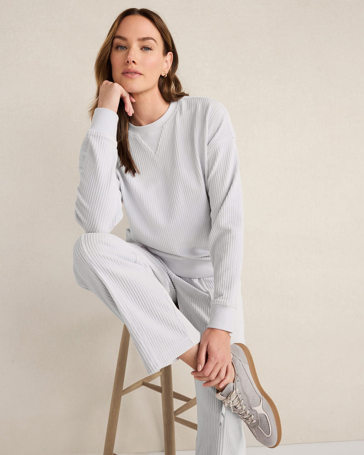 CORDED VELOUR CREWNECK PULLOVER | Talbots