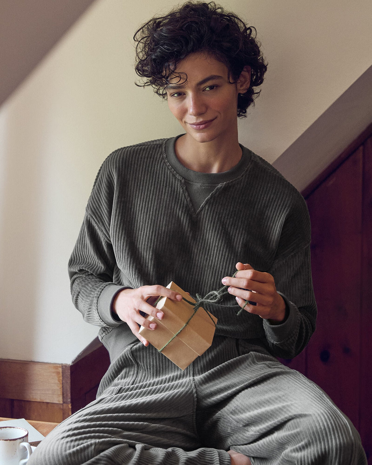 CORDED VELOUR CREWNECK PULLOVER | Talbots