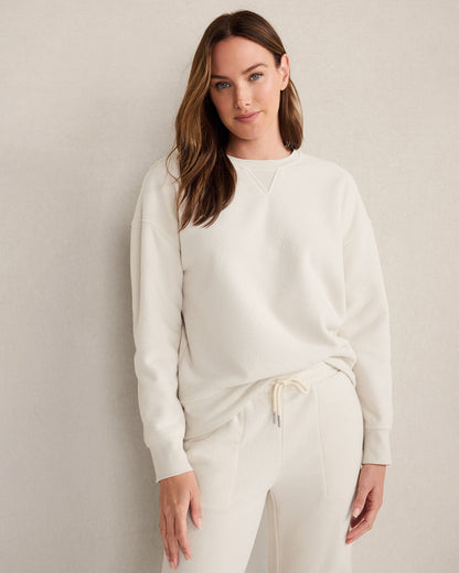 BRUSHED TERRY CREWNECK PULLOVER | Talbots