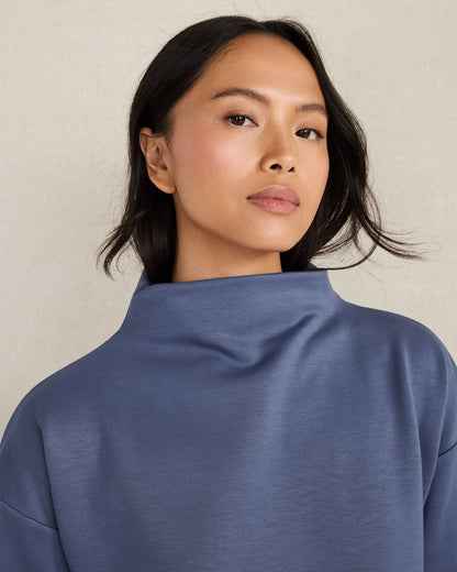 SOFT-BRUSHED FLEECE FUNNEL NECK PULLOVER | Talbots