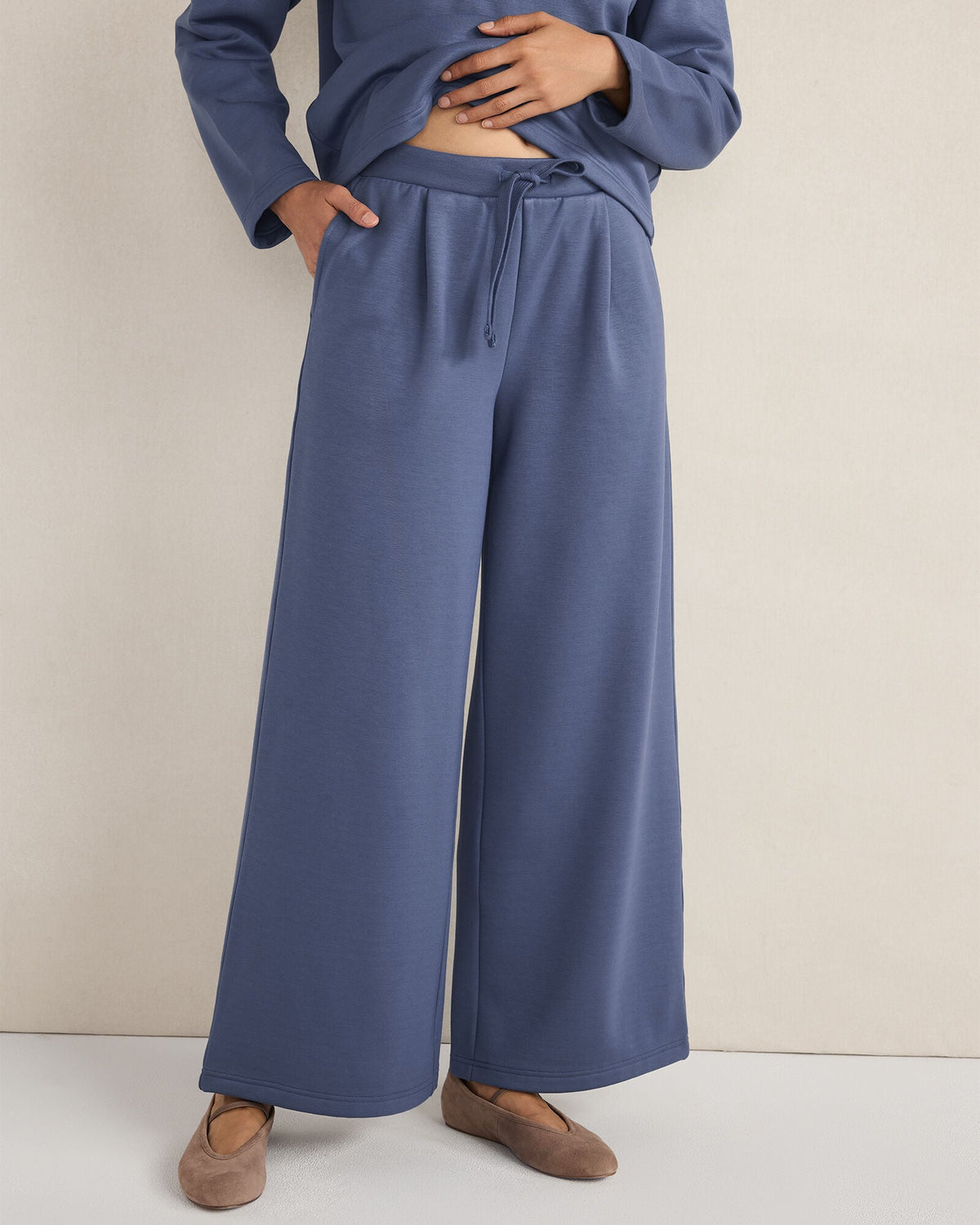 SOFT-BRUSHED FLEECE WIDE LEG PANTS | Talbots